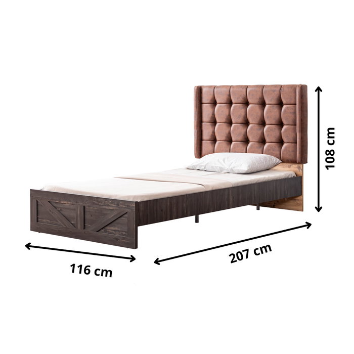 Hanah Home Cama Individual Antik Antracita y Marrón Hanah Home Cama Individual Antik Antracita y Marrón